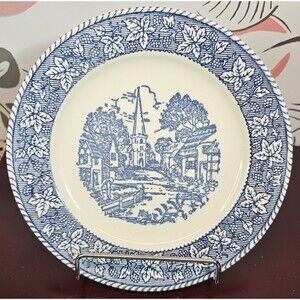 Vintage Homer Laughlin Decorative Blue & White Salad Plate Made USA 7”
